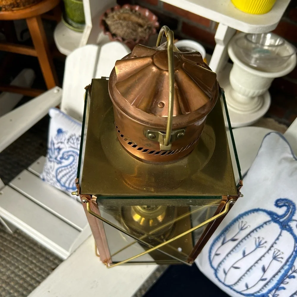 Vintage Brass & Copper Oil Lamp